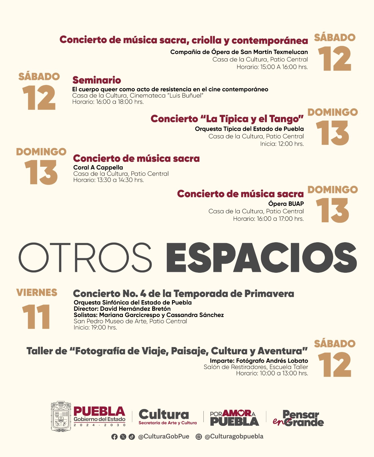 La cartelera cultural contempla conciertos, proyecciones cinematográficas, danza y un taller este fin de semana en el Centro Histórico