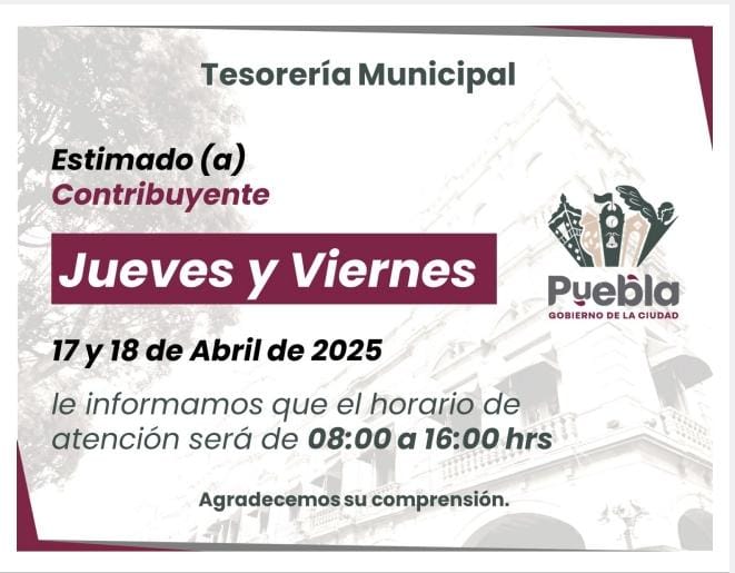 Las Cajas de Tesorería contarán con servicio el sábado 19 de abril, de 9:00 a 16:00 horas, y el domingo 20 de abril, de 10:00 a 16:00 horas