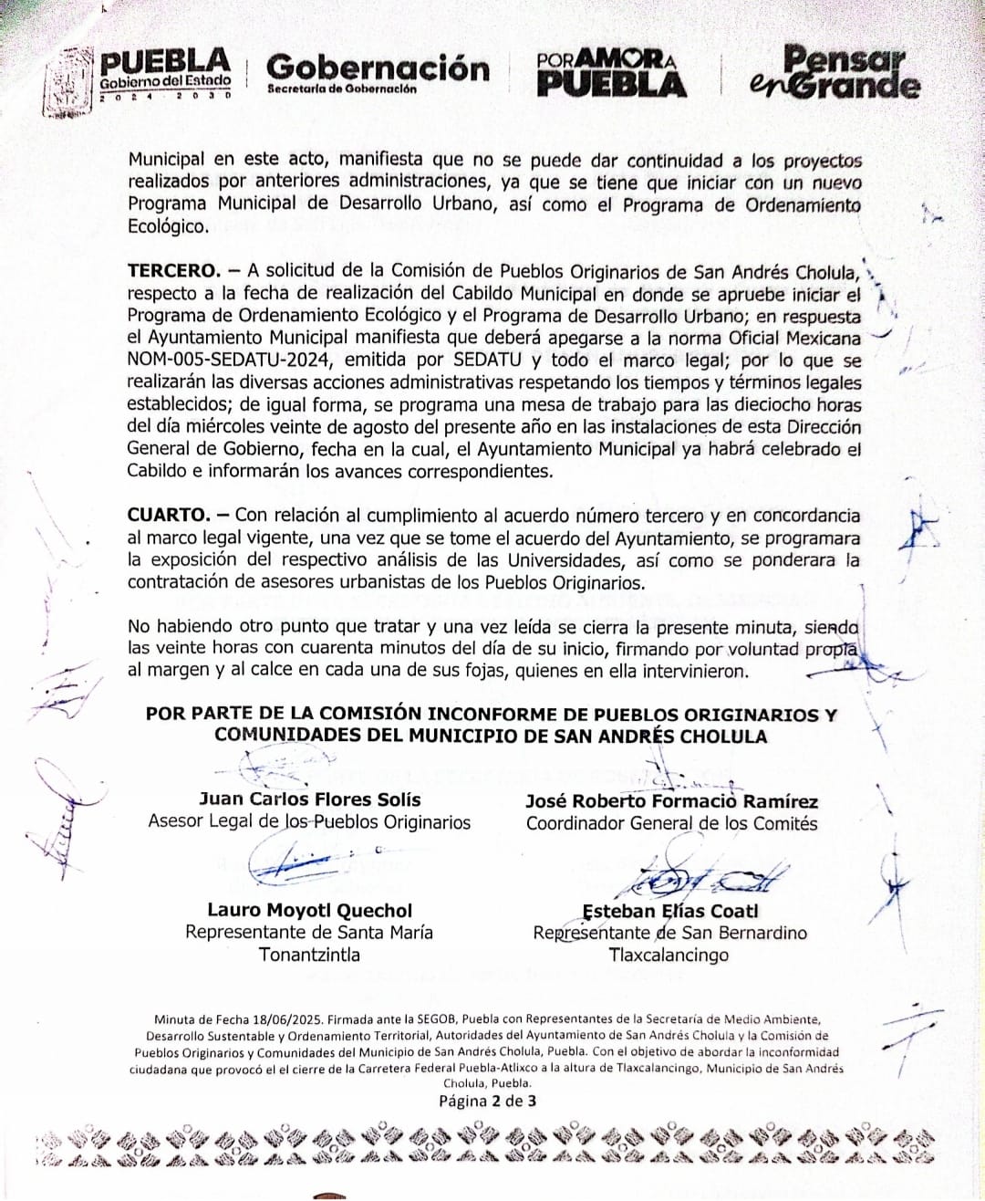 Para esa fecha ya tuvo que haberse celebrado la sesión de Cabildo Abierto exigida por la Comisión de Pueblos Originarios de San Andrés 