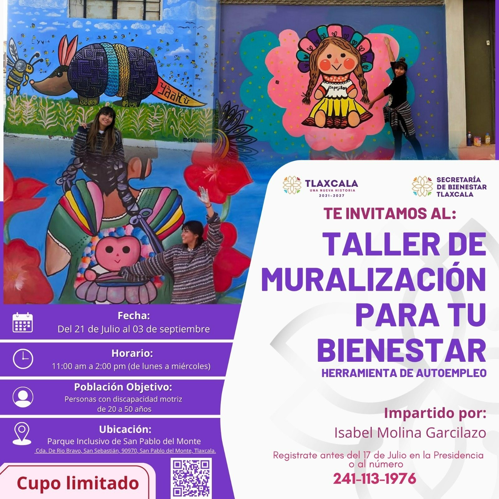 Las personas interesadas en el taller de muralización pueden registrarse antes del 17 de julio en la presidencia de San Pablo del Monte