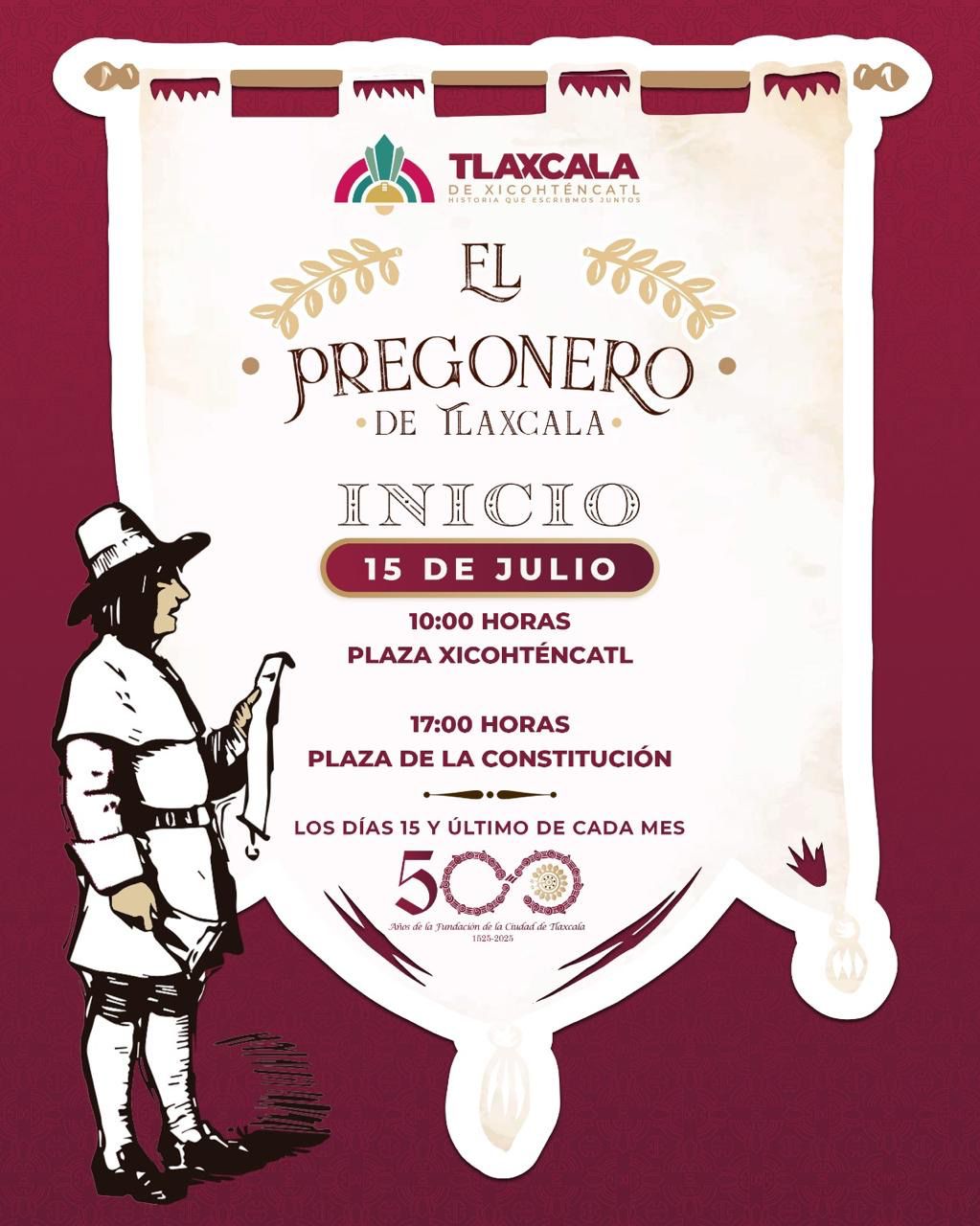 “El Pregonero de Tlaxcala” es una actividad que lleva a las familias y visitantes las noticias más relevantes al estilo tradicional